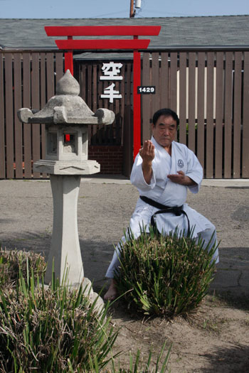 The late Shihan Demura in front of his old Santa Ana dojo.